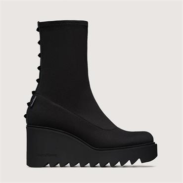 Marco Moreo Liege Stud Heel Wedge - Black Stretch